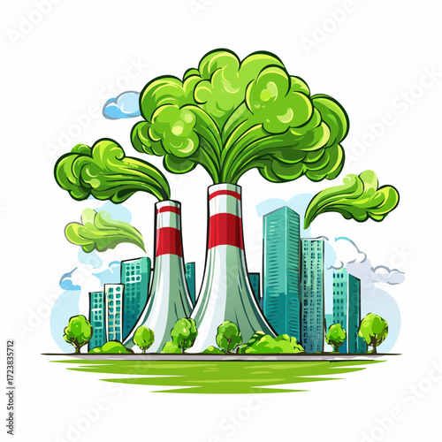 ecological factory smoke comes into the city with a lot of pollution
