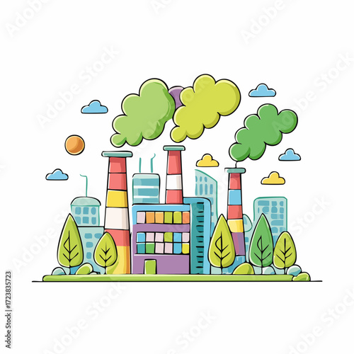 ecological factory smoke comes into the city with a lot of pollution