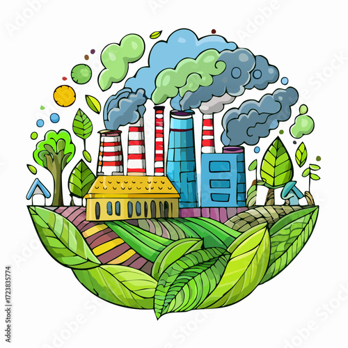 ecological factory smoke comes into the city with a lot of pollution