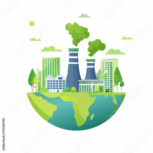 ecological factory smoke comes into the city with a lot of pollution