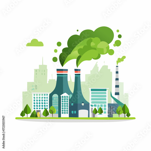 ecological factory smoke comes into the city with a lot of pollution