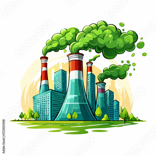 ecological factory smoke comes into the city with a lot of pollution