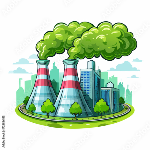 ecological factory smoke comes into the city with a lot of pollution