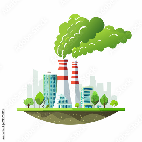 ecological factory smoke comes into the city with a lot of pollution