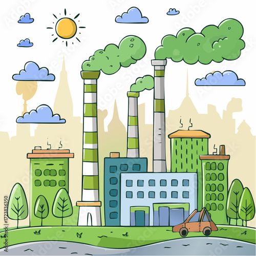 ecological factory smoke comes into the city with a lot of pollution