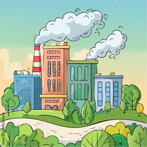ecological factory smoke comes into the city with a lot of pollution