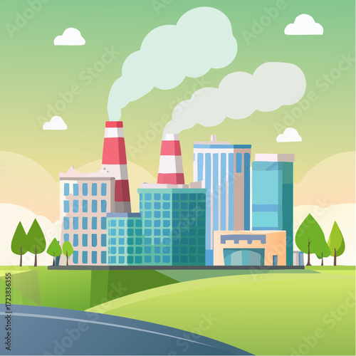 ecological factory smoke comes into the city with a lot of pollution