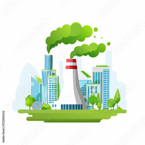 ecological factory smoke comes into the city with a lot of pollution