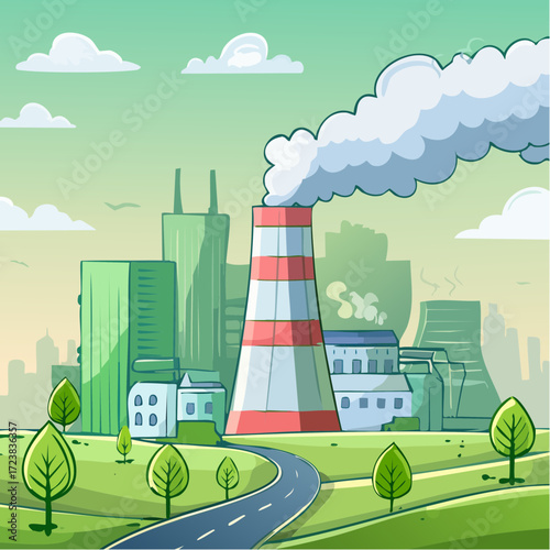 ecological factory smoke comes into the city with a lot of pollution
