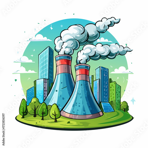 ecological factory smoke comes into the city with a lot of pollution