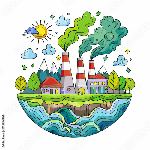 ecological factory smoke comes into the city with a lot of pollution