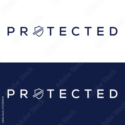 Shield secure guard protected logo design.
