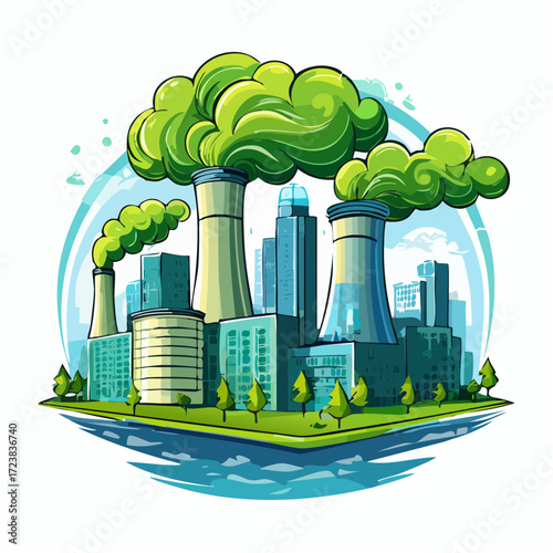 ecological factory smoke comes into the city with a lot of pollution