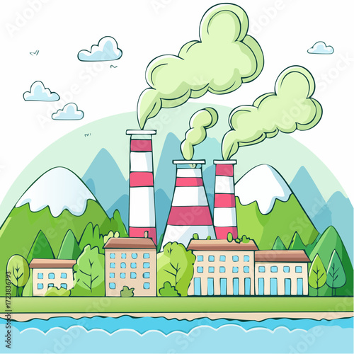 ecological factory smoke comes into the city with a lot of pollution