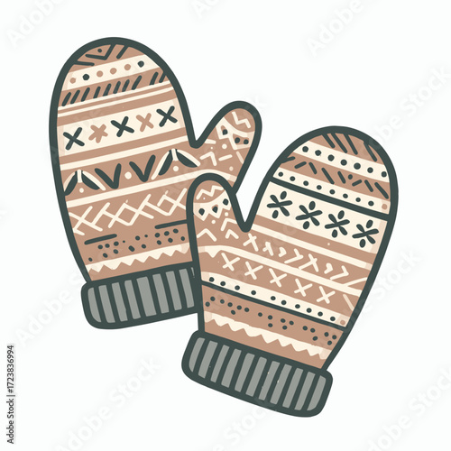 Wool mittens with pattern