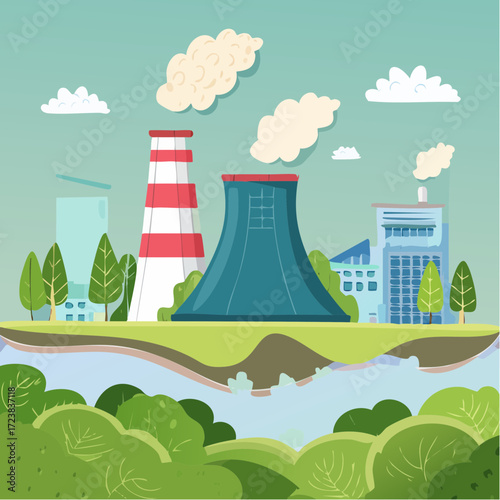 ecological factory smoke comes into the city with a lot of pollution