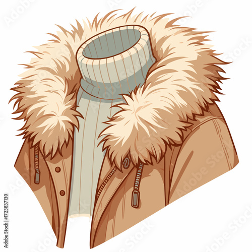 Fur collar coat