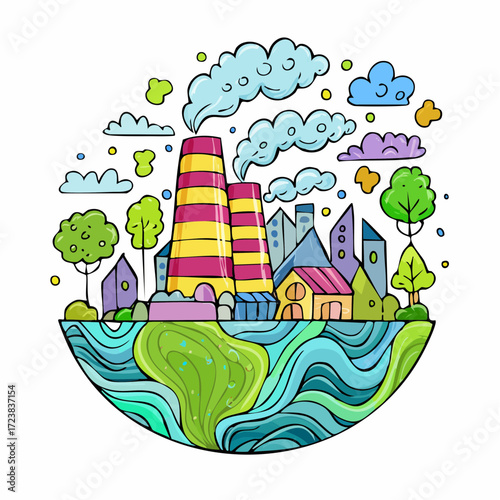 ecological factory smoke comes into the city with a lot of pollution