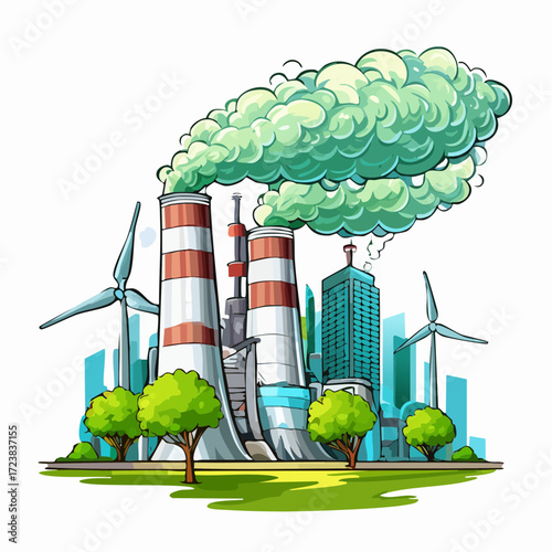 ecological factory smoke comes into the city with a lot of pollution