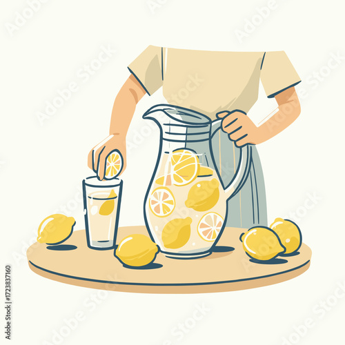 Lemonade Pitcher on Table