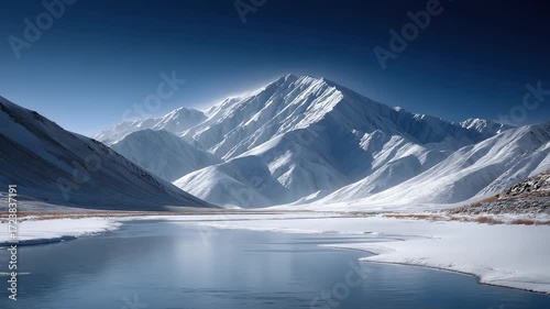 Wallpaper Mural Snow Mountain Reflected in Tranquil Lake Torontodigital.ca