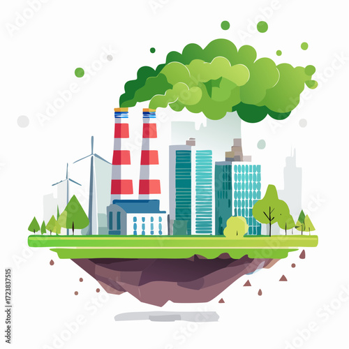 ecological factory smoke comes into the city with a lot of pollution