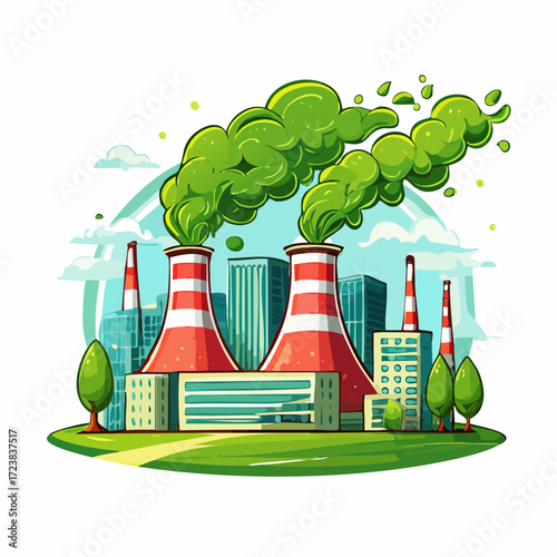 ecological factory smoke comes into the city with a lot of pollution