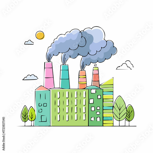ecological factory smoke comes into the city with a lot of pollution