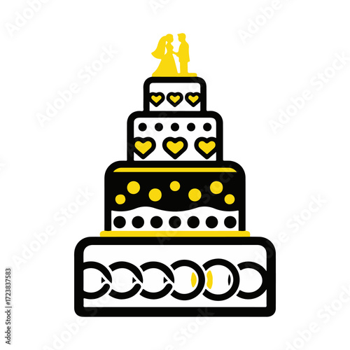 Elegant Four-Tier Wedding Cake Illustration A Perfect Symbol of Love and Celebration
