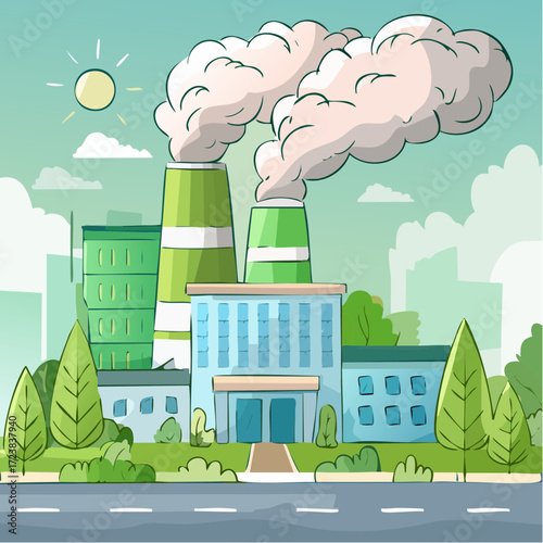 ecological factory smoke comes into the city with a lot of pollution