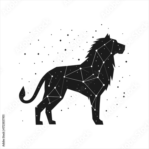 Constellations in shape of animal vector silhouette outline logo design concept illustration