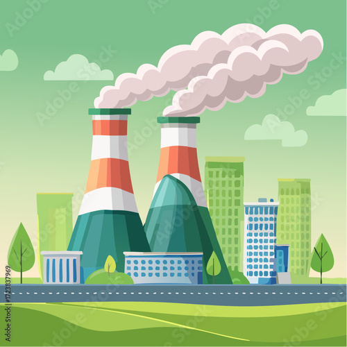 ecological factory smoke comes into the city with a lot of pollution