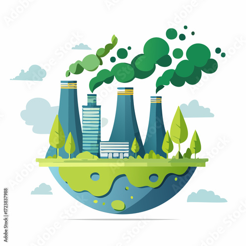 ecological factory smoke comes into the city with a lot of pollution