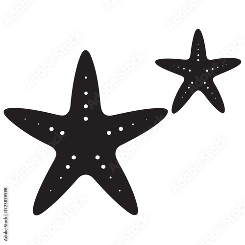 Starfish vector silhouette illustrations set hand drawn sketch of sea star