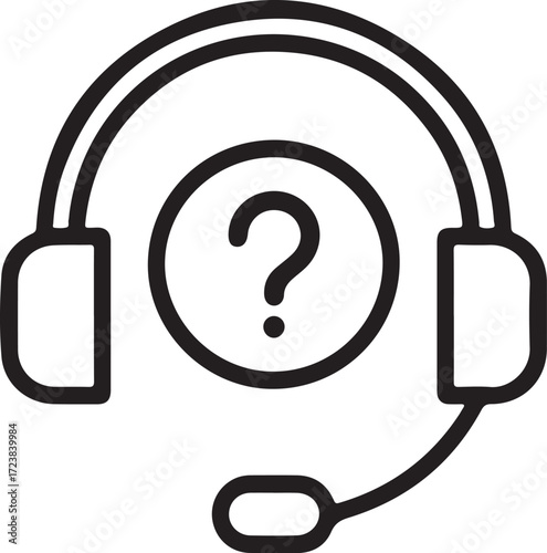 Headset with question mark symbol representing customer support and inquiry