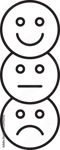 Three stacked emoticons showing happy neutral and sad emotional states