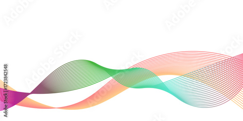 Colorful abstract wave pattern with gradient lines creating dynamic flow transparency background. design features vibrant hues of pink, green, and orange, forming harmonious and energetic visual