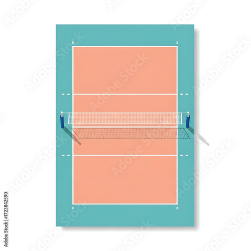 Volleyball Court Top View Sport Game Field Playground Flat Layout Illustration