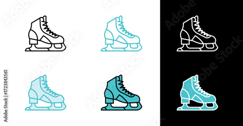 Ice skate shoe icon for winter sports and recreation in line and fill style