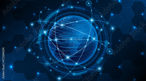 Global connection network background. World map. High-speed internet technology concept or fast wireless data transmission. modern internet network connection technology background	