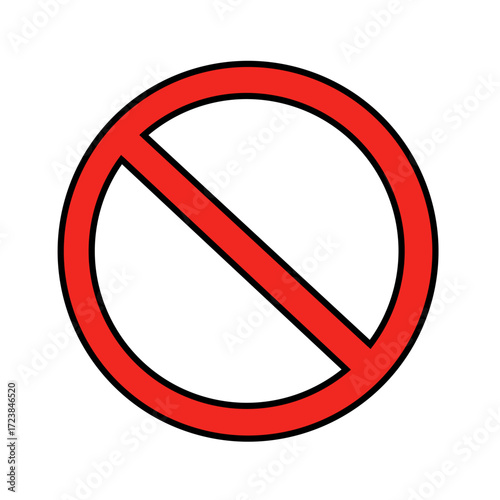 Prohibition Symbol Red Circle with Diagonal Line - No Entry, Stop Sign, Restriction
