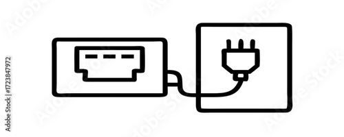 Electrical outlet icon with plug connection 
