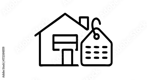 House with price tag icon symbolizing real estate sale
