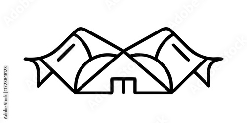 Decorative roof icon with curved architectural design
