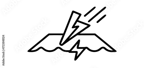 Hydropower energy icon with water waves and lightning
