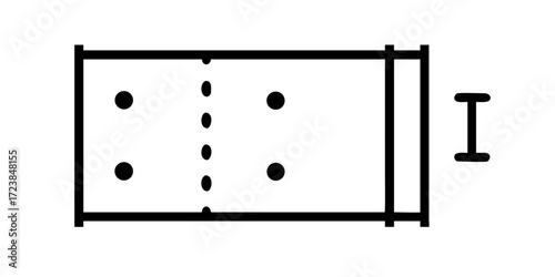 Steel beam connection icon with bolt holes outline
