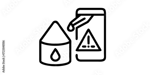 Chemical liquid warning icon with hazardous drop
