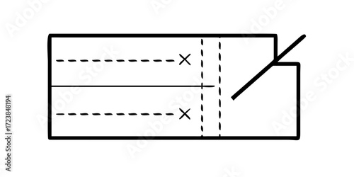Woodworking joint icon with cut and drill guide
