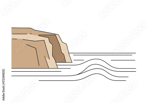 Serene Coastal Cliff and Ocean Waves Landscape.