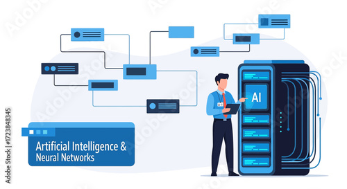 Artificial intelligence and neural network concept showcasing modern technology solutions